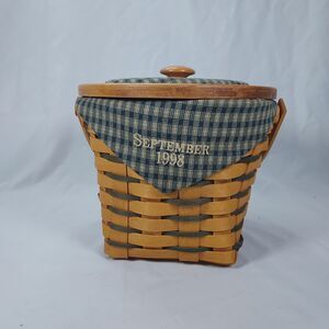 Longaberger Crawford Barn Raising 1998 Basket Commemorative Lid Liner Protector